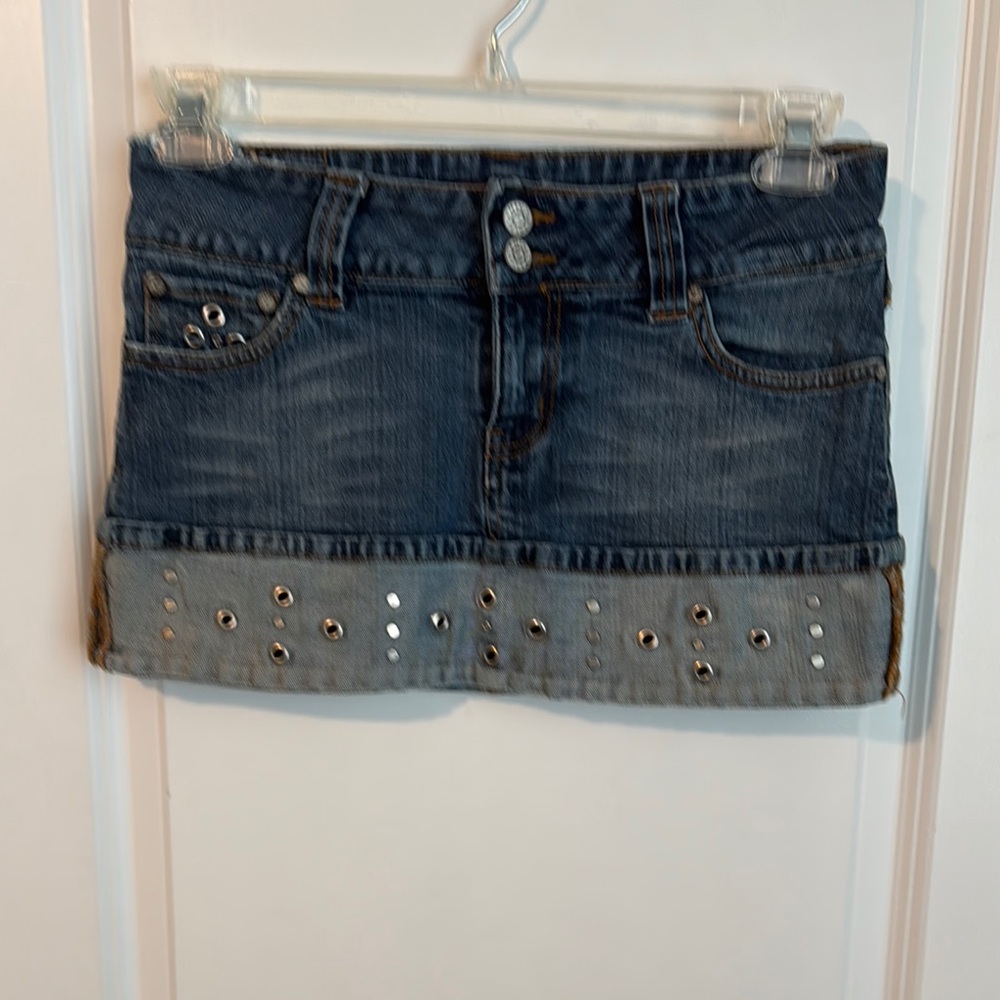 Blue Jean Embellished Mini Skirt for Night Out